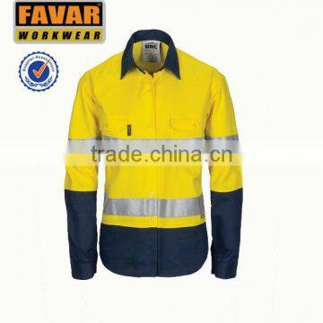 orange fire retardant men working shirt with 3M reflective tapes safety shirt