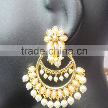 CHAND BALI Dangler gold tone dangler PEARL DROP EARRINGS