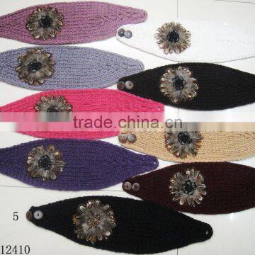 Fashion new Hot knitted acrylic designer feather headband for winter