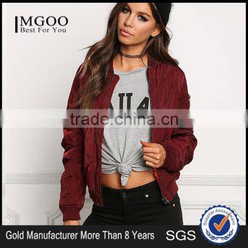 MGOO Fashion Manufacturer Women long Sleeves Coat And Jackets Ladies Western Wear Zip Up Bomber Jackets