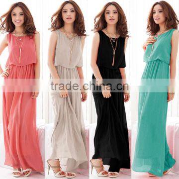 High Quality Long Elegant Chiffon Dress Seaside Beach Long Maxi Dress