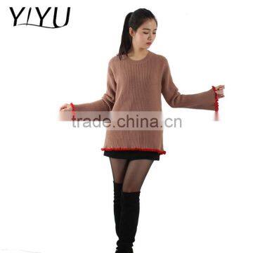 Custom School Unifrom Pullover Girl Simple Style Agaric Hem Knit Sweater photo-2