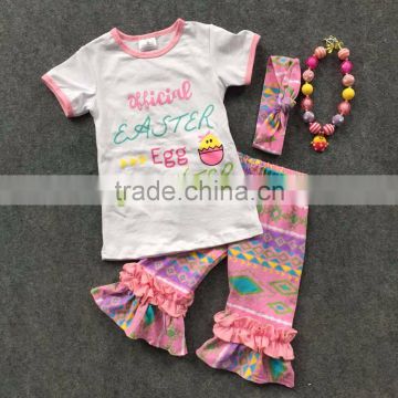 1-7T new ARRIVAL baby Ester day egg outfit girls SUMMER/SPRING clothes short sleeves Aztec RUFFLE outfits with Accessories