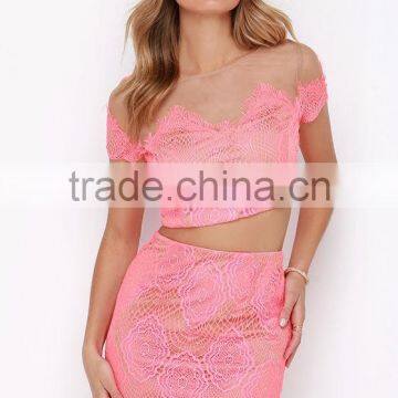 Sexy Delicated Mesh Bodycon Fit Two Piece Prom Dress Lace Prom Dresses photo-2