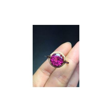 Fashion elegant natural pink tourmalines 18k gold ring set with diamonds.