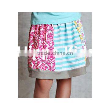 Wholesale teal pink patchwork skirt infant cotton skirt boutique baby girls mini skirt