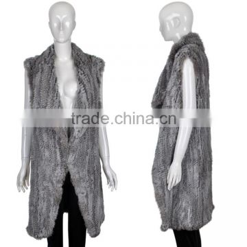 YR671 Genuine quality Women gilet rabbit fur long vest