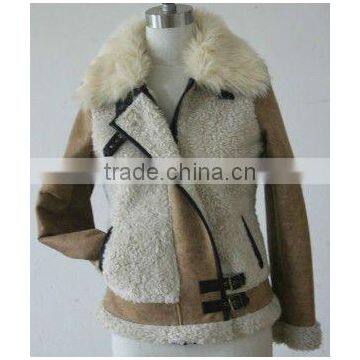 bond suede leather fur fabric coat for girl&women