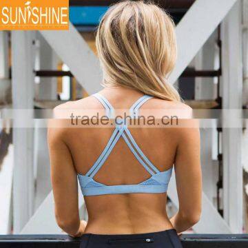 OEM Factory Made Sportswear Fitness Bra Women Gym Wear Cross Back Tops Bra