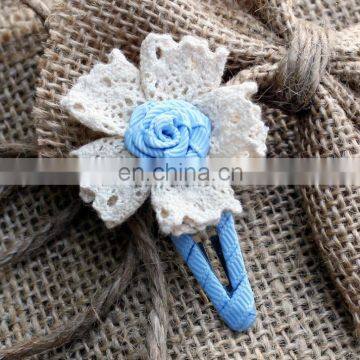 Rustic Lace Flower Snap Clip Hair Pin For Baby Kids Baby Barrettes