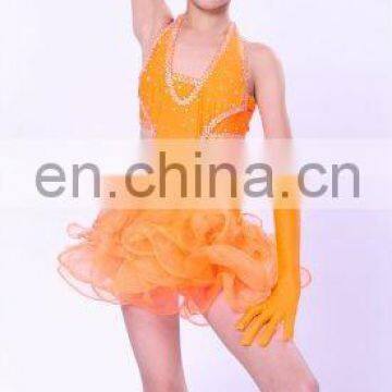 2011 Fashion Style Of Latin Skirt With Rhin Stone salsa dress