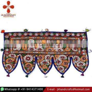 Indian Cotton Home Door Decorating Mirror Work Unique Window Valance
