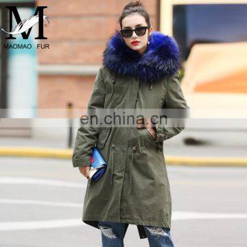 2016 Fashion Chinese Military Great Coat / Hot Sale Parka with Big Raccoon Fur Trim Hood