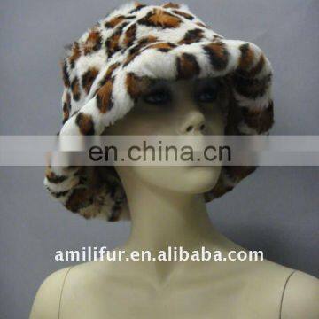 Fashion Ladies Rabbit Fur Hat/Cap Winter Warmer Fashion Leopard-printed Color