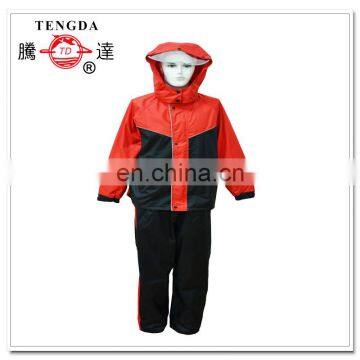 outdoor polyester adult rainsuit with detachable hood