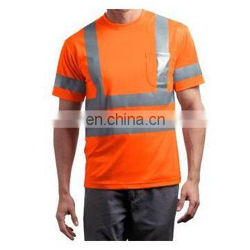 orange men short sleeves t-shirt HI-VIS t-shirt safety workwear t-shirt