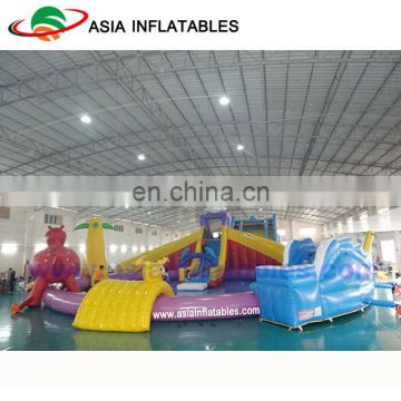 Big Inflatable Water Pool With Slide / Inflatable Water Amusement Park Equipment