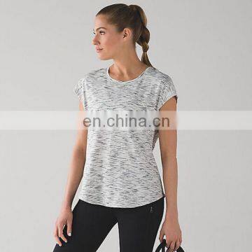 cup sleeve fitness women tops crew neck t-shirt for yoga