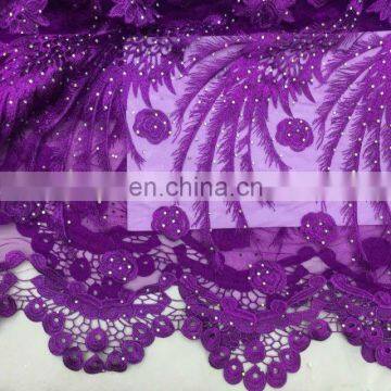 New Arrival French Voile Guipure tulle Lace Fabrics lot of stones S16011837