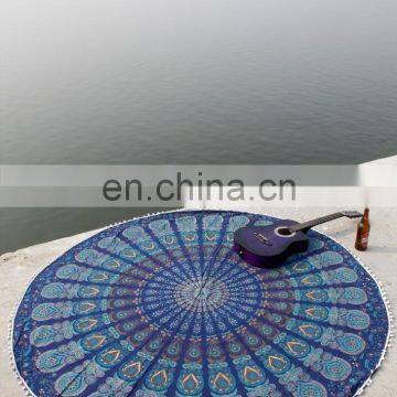 72" Indian Bohemian Hippie Mandala Roundie Tapestries Wall Hanging Yoga Mat Table Cover Round With Pom-Pom Lace Bed Throw
