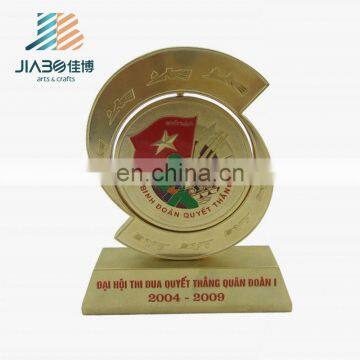 custom painted gold plating trophy for Vietnam border troop