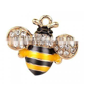 Creative DIY Gold Plating Yellow Bee Charms Pendants Wholesale