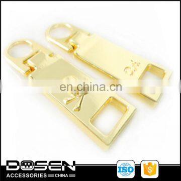 Light Gold Plating Custom Metal Zipper Puller Cross Bones Zip Sliders For Handbags Jacket Leather Wallet Hoodies Gym Suit