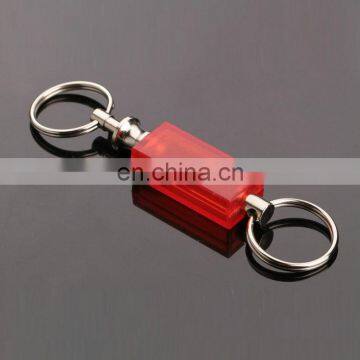 2016 Promotional Wholesale New Style Rubber Plastic Red Color Double Ring Keychain