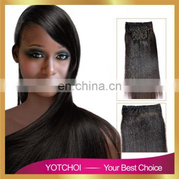 Hair products 10pcs weft with beautiful net strong sawed clip darkest brown remy hair clip in hair extensions