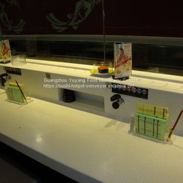 Sparkling Gold 30x30 Angle Iron Sushi Conveyor Belt System Rotary Hot Pot Buffet Restauran