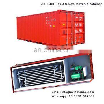 movable freezer equipped with full liquid evaparator fast cold freeze container