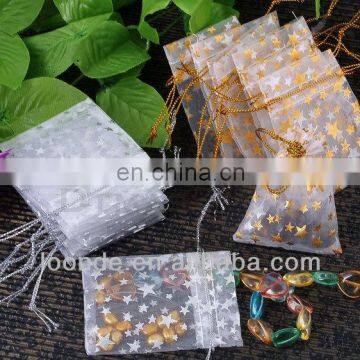 Premium quality wedding hot stamping star organza gift bags