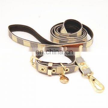 Lovely and cute fashion leather dog collar Pet leash and collar set