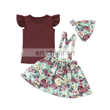 Baby Ruffle Shirts Headwrap  And Suspender Skirt Girls Summer Boutique Outfit