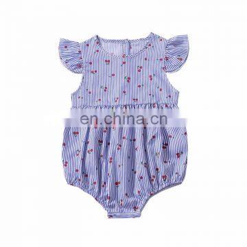 2019 New Cherry Newborn Fly Sleeve Jumpsuit Soft 100% Cotton Baby Romper photo-2