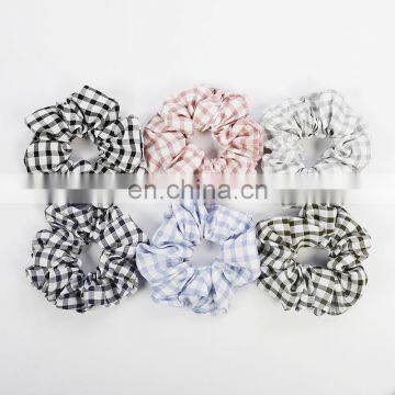 Printed Plaid Scrunchies For Ponytail Holder Elastic Wide Rubber Band For Female Hair Tie Hair Rope Headdress