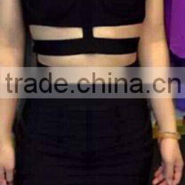 Summer Dress 2015 New Strap Two Piece Set Women Gray Black White Elegant Bodycon Celebrity Bandage Dresses Bandage Bodycon Women photo-3