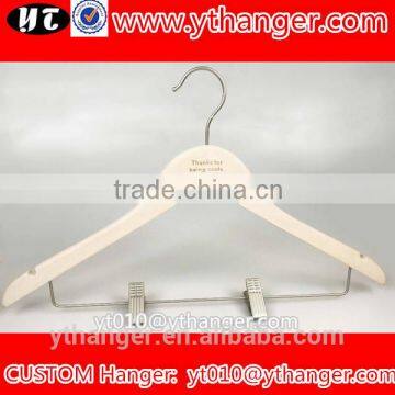 YY0524 Women or Men Flat Wooden Suit Hanger With Trousers Clips photo-2