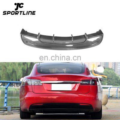 Vacuum Carbon Fiber Car Rear Bumper Lip Diffuser for Tesla Model S P85D 90D P100D 16-18