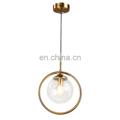 Nordic Metal Transparent Glass Pendant Lamp E27 Decorative Lighting For Bedroom Cafe