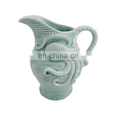 octopus big animal decorative ceramic hot water kettle milk pitcher jug with handle