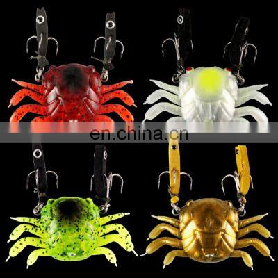 Amazon New Design 4.5cm 6.5cm Artificial 3D Lure Eyes Sinking Soft Lures Fishing Crab With Treble Hooks