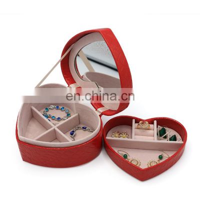 High-grade multi-functional Red Color Packaging box PU leather jewelry storage box