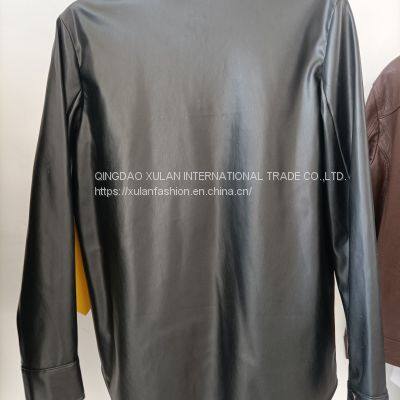 Women's Fashion Eco Leather Shirt photo-2