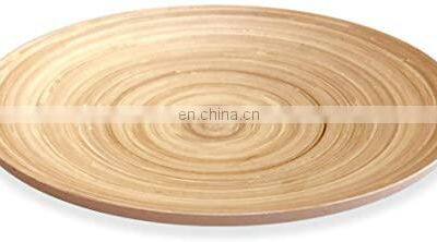 Natural Bamboo Plates For Dinner, Fruit, Snacks Serving/ Bamboo Dished/ Spun Natural Colorful Bamboo Salad Serving Plates photo-5