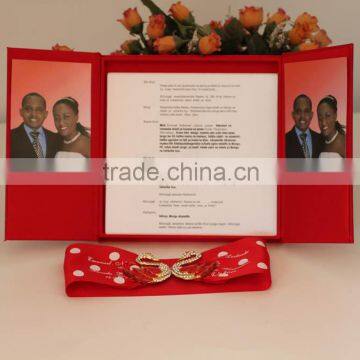 Arabic Pretty Product Two Swans Red Silk Wedding Box Invitation photo-5