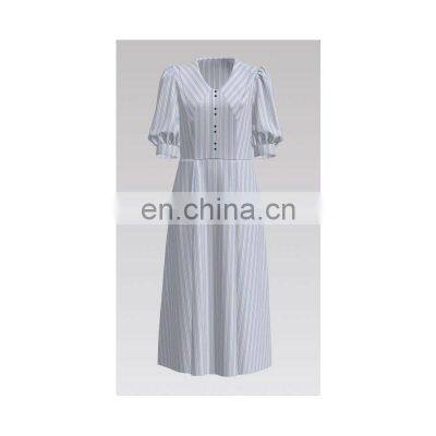 Fashion Hot Sale Blue Stripe Yarn-dyed Fabric 100% Cotton for Shirt photo-4