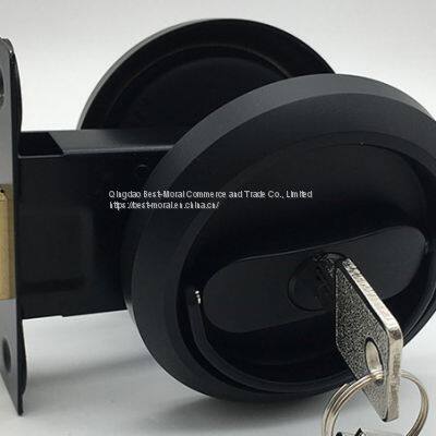 Black Color Hidden Round Shaped Sliding Door Lock photo-4