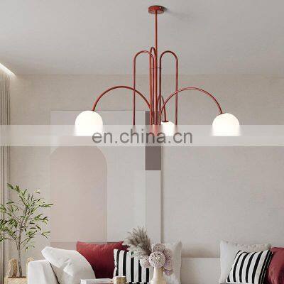 Modern Style Indoor Villa Pendant Light Home Hotel Decorative Black Red LED Ceiling Chandelier