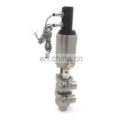 Sanitary Stainless Steel Pneumatic Stop Reversing Valve Divert Seat Valve With Position Sensor